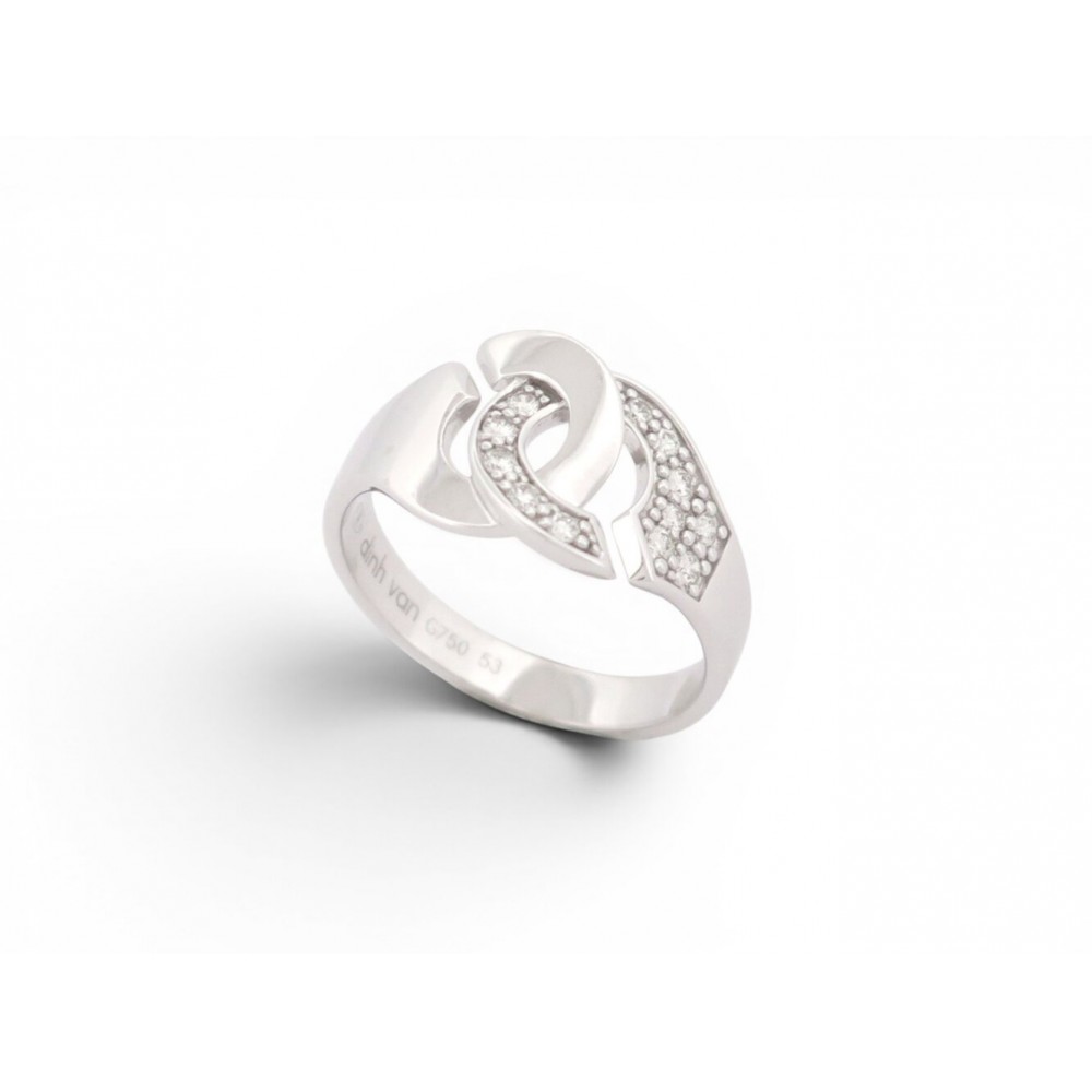 NEUF BAGUE DINH VAN 267512 MENOTTES R10 EN OR BLANC 18K & 12 DIAMANTS RING 2990€