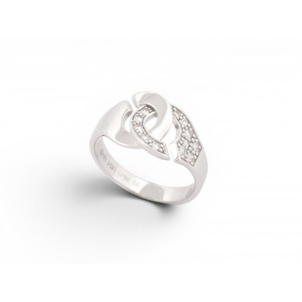NEUF BAGUE DINH VAN 267512 MENOTTES R10 EN OR BLANC 18K & 12 DIAMANTS RING 2990€