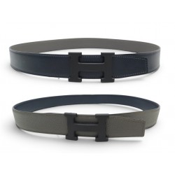 NEUF CEINTURE HERMES BOUCLE H 32MM PVD NOIR 90 EN CUIR REVERSIBLE TOGO BELT 755€