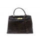VINTAGE SAC A MAIN HERMES KELLY SELLIER 32 EN CUIR DE CROCODILE POROSUS 1964 BAG