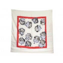NEUF FOULARD CHRISTIAN DIOR GEANT 120CM MOTIF FLORAL SOIE ROUGE BLANC SCARF 650€