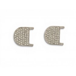 BOUCLES D'OREILLES DIOR LOGO CDEN METAL ARGENTE ET STRASS + POCHON EARRINGS 450€
