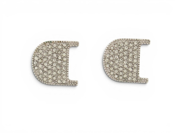 boucles d'oreilles dior logo cden metal argente et