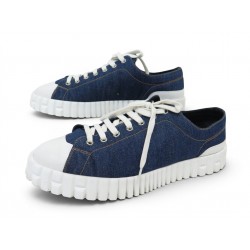CHAUSSURES HERMES SNEAKERS CROSS H221873Z 44 BASKETS TOILE DENIM BLEU SHOES 545€