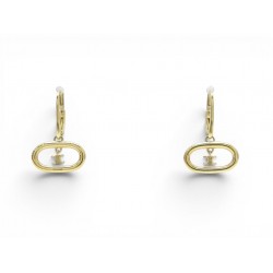 NEUF BOUCLES D'OREILLES CELINE CREOLES TRIOMPHE METAL DORE GOLDEN EARRINGS 520€