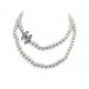 NEUF COLLIER CHANEL LOGO CC PERLES &STRASS 82 89 CM METAL ARGENTE NECKLACE 1290€