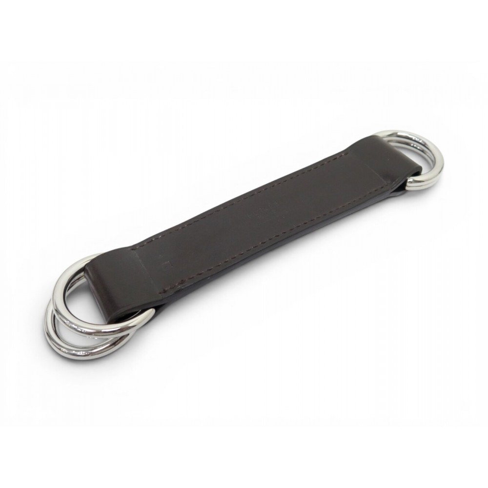 BOUCLE DE CEINTURE POUR FOULARD HERMES ROMANCE EN CUIR BOX MARRON LEATHER BUCKLE