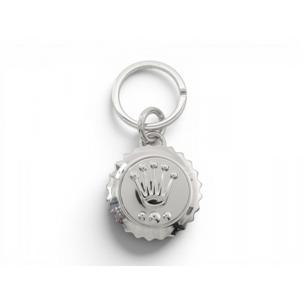 NEUF PORTE CLES ROLEX LOGO COURONNE ACIER PALLADIE STEEL SILVERED CROWN KEY RING