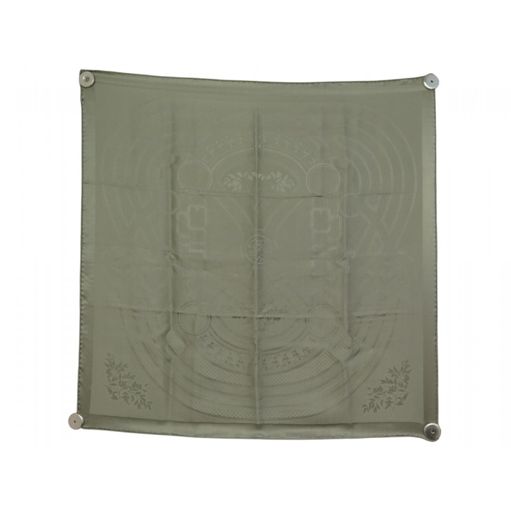 NEUF FOULARD HERMES GRAND TRALALA VIRGINIE JAMIN CARRE 70 SOIE KAKI SILK SCARF