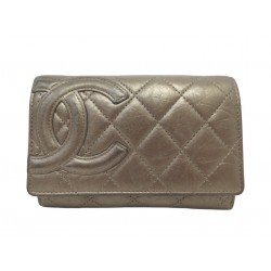 PORTEFEUILLE CHANEL CAMBON LOGO CC EN CUIR MATELASSE BRONZE LEATHER WALLET 1100€