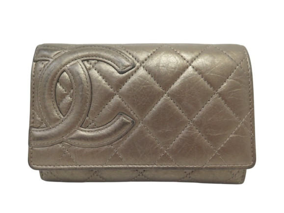 portefeuille chanel cambon logo cc en cuir matelasse