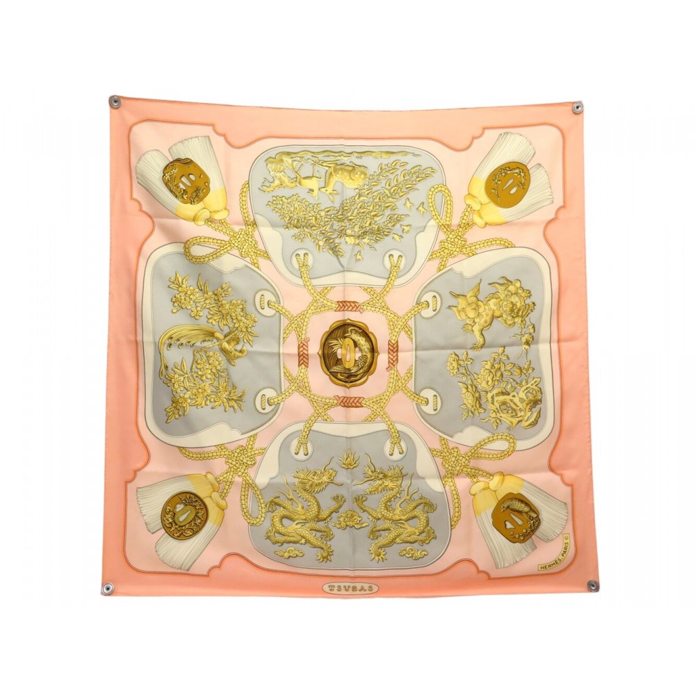 VINTAGE FOULARD HERMES TSUBAS 1ERE EDITION 1971 CH. VAUZELLES CARRE 90 SOIE 580€