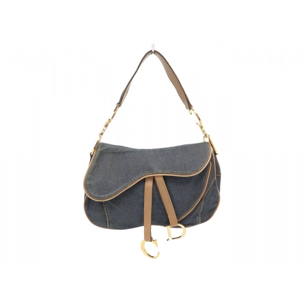 VINTAGE SAC A MAIN CHRISTIAN DIOR SADDLE TOILE DENIM EFFET USE HAND BAG 3000€