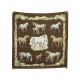 NEUF VINTAGE FOULARD HERMES LES POULAINS PORET CARRE 90 SOIE MARRON SCARF 580€
