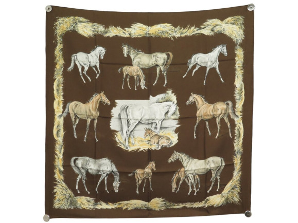   foulard hermes les poulains poret carre