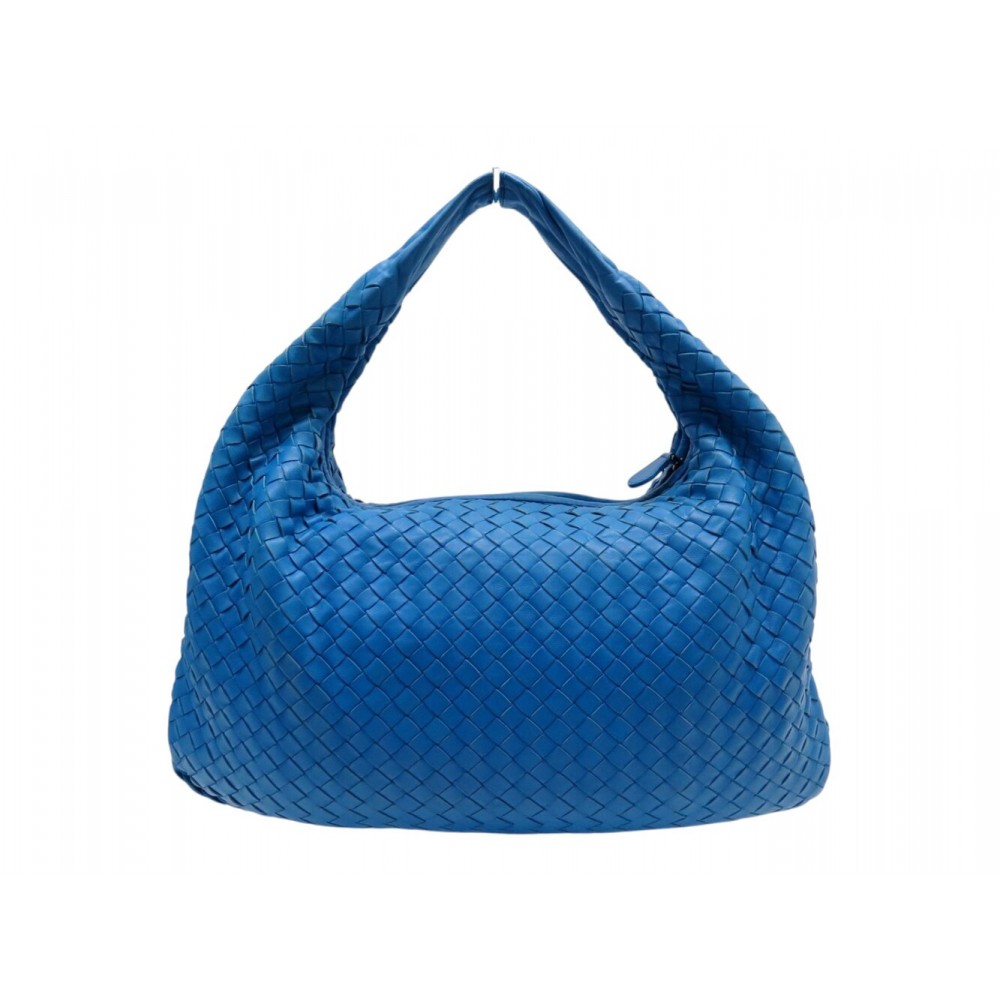 SAC A MAIN BOTTEGA VENETTA HOBO CUIR INTRECCIATO BLEU SHOULDER LEATHER BAG 6500€