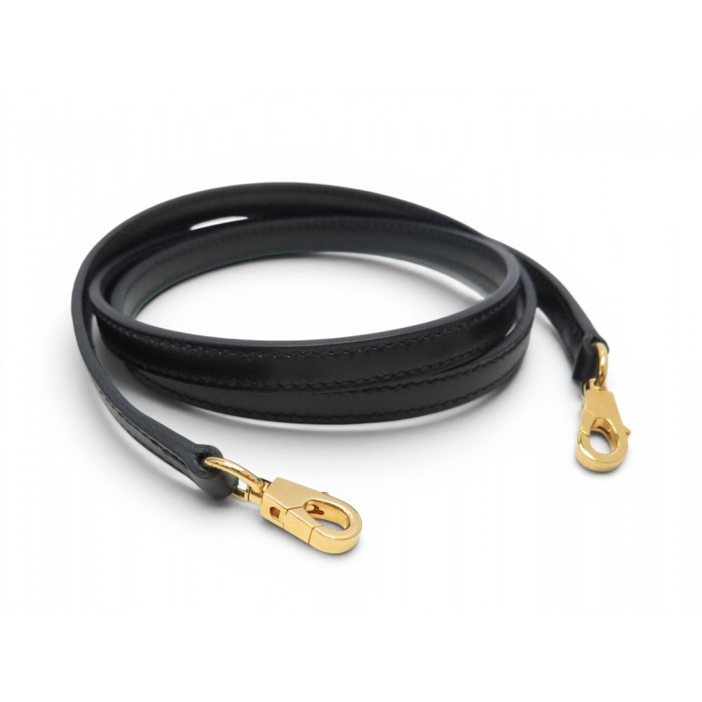 NEUF ANSE BANDOULIERE HERMES POUR SAC MINI KELLY VEAU LISSE NOIR SHOULDER STRAP