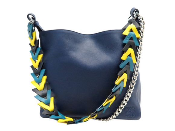 sac a main loewe v bucket cuir bleu marine bandouliere