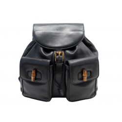 VINTAGE SAC A DOS GUCCI BAMBOO 003-2058 EN CUIR NOIR BLACK LEATHER BACKPACK BAG