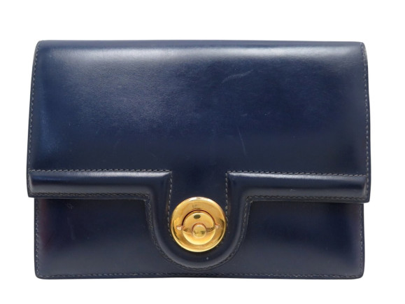 pochette hermes princesse en cuir box bleu