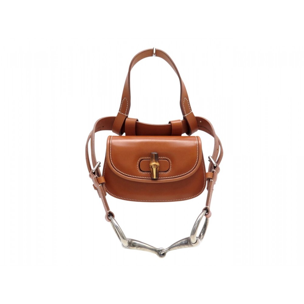 SAC GUCCI BAMBOO BAMBOO 1947 CEINTURE MORS 681137 T80 CUIR FAUVE BELT BAG 2100€
