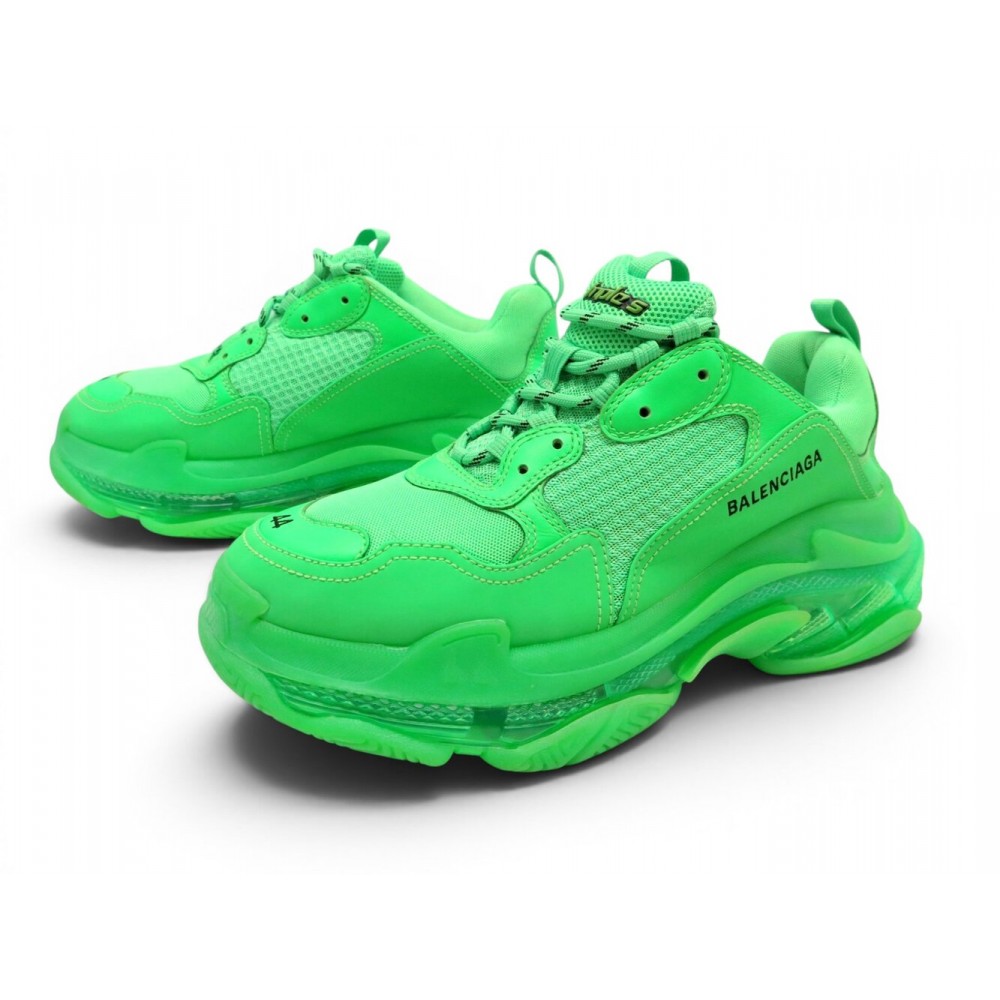 NEUF CHAUSSURES BALENCIAGA TRIPLE S 541624 10 44 VERT FLUO SNEAKERS SHOES 850€