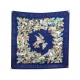 NEUF FOULARD HERMES L'INTRUS DE JACQUELOT CARRE 90 BLEU SOIE SILK SCARF 580€