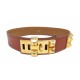 VINTAGE CEINTURE HERMES MEDOR COLLIER DE CHIEN H010630U 72 CUIR BOX CUIVRE 3500€