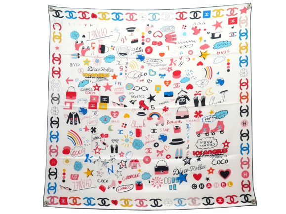 foulard chanel twill los angeles roller logo cc