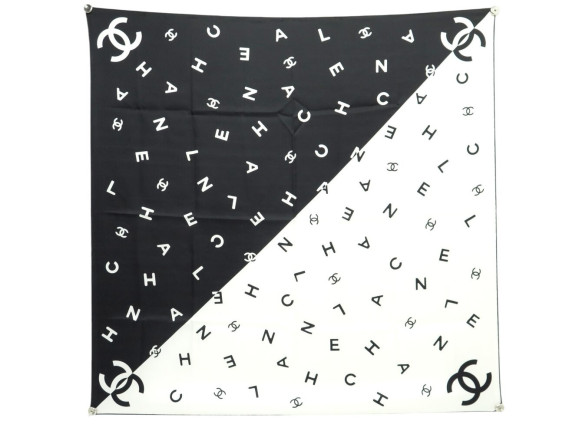 foulard chanel twill logo cc carre 90 soie