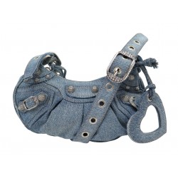 SAC A MAIN BALENCIAGA LE CAGOLE XS 671309 TOILE DENIM BLEU STRASS HAND BAG 2400€
