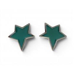 NEUF VINTAGE BOUCLES D'OREILLES YVES SAINT LAURENT ETOILE & EMAIL VERTE EARRINGS