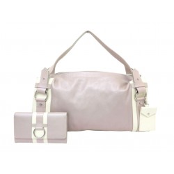 SAC A MAIN + PORTEFEUILLE LANCEL LAURE MANAUDOU CUIR IRISE ROSE HAND BAG WALLET