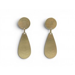 VINTAGE BOUCLES D'OREILLES CELINE PENDANTES LOGO TRIOMPHE LAITON EARRINGS 390€