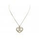NEUF COLLIER CHANEL PENDENTIF COEUR ABC964 LOGO CC STRASS DORE NECKLACE 1210€