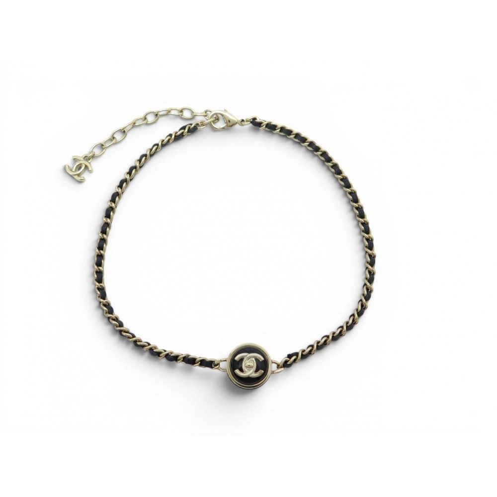 COLLIER CHANEL CHOKER LOGO CC ROND ABA006 2023 METAL DORE GOLDEN NECKLACE 890€