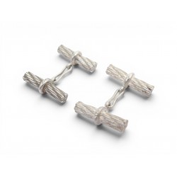 BOUTONS DE MANCHETTES HERMES DE PERCIN BATONNETS CORDAGE EN ARGENT 925 CUFFLINKS