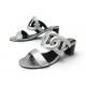 CHAUSSURES HERMES BIKINI H202179Z SANDALES A TALONS 38 CUIR ARGENTE SHOES 810€