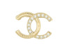  broche chanel logo cc strass 2024 en metal dore