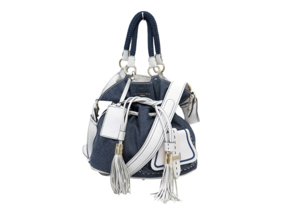 sac a main lancel premier flirt en toile denim bleu