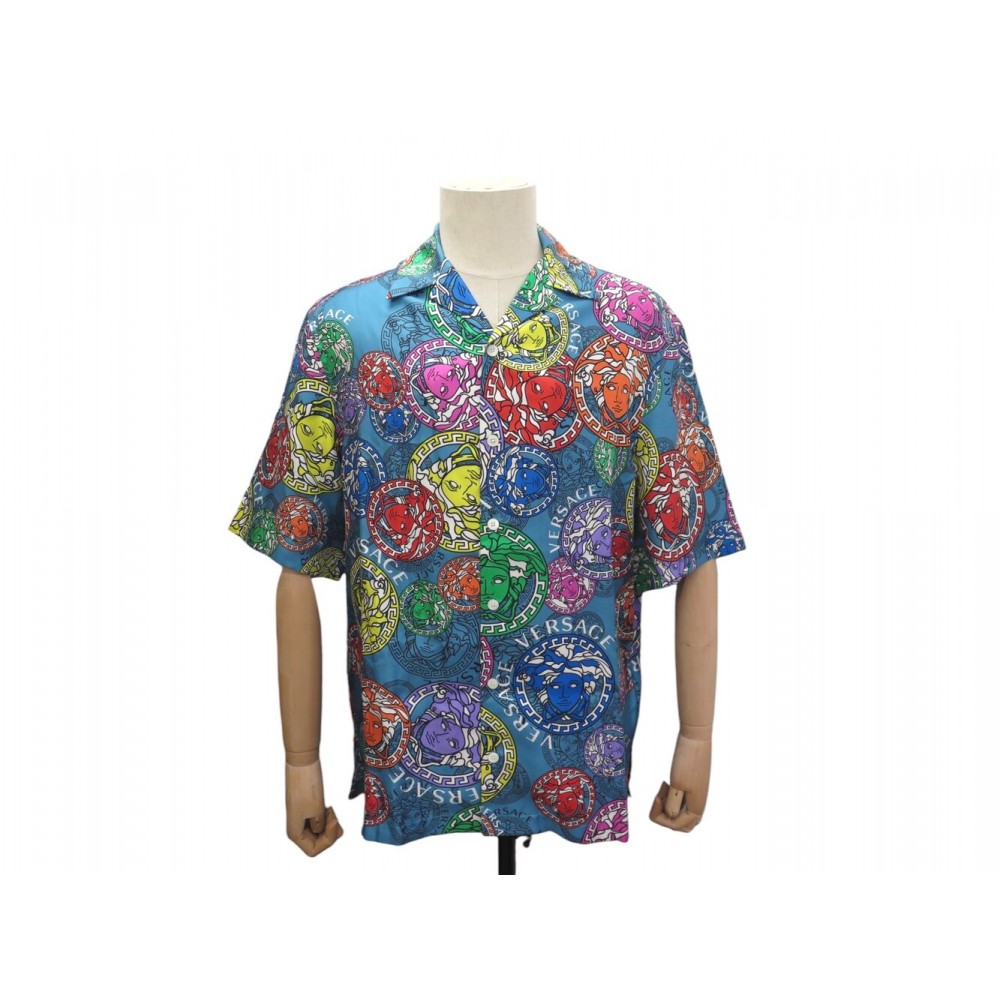 NEUF CHEMISE VERSACE MEDUSA A85919 M 39 EN SOIE MULTICOLORE SILK SKIRT 1200€