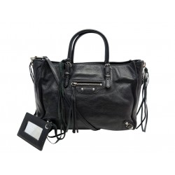 SAC A MAIN BALENCIAGA PAPIER A6 370926 BANDOULIERE EN CUIR GRAINE NOIR BAG 2150€