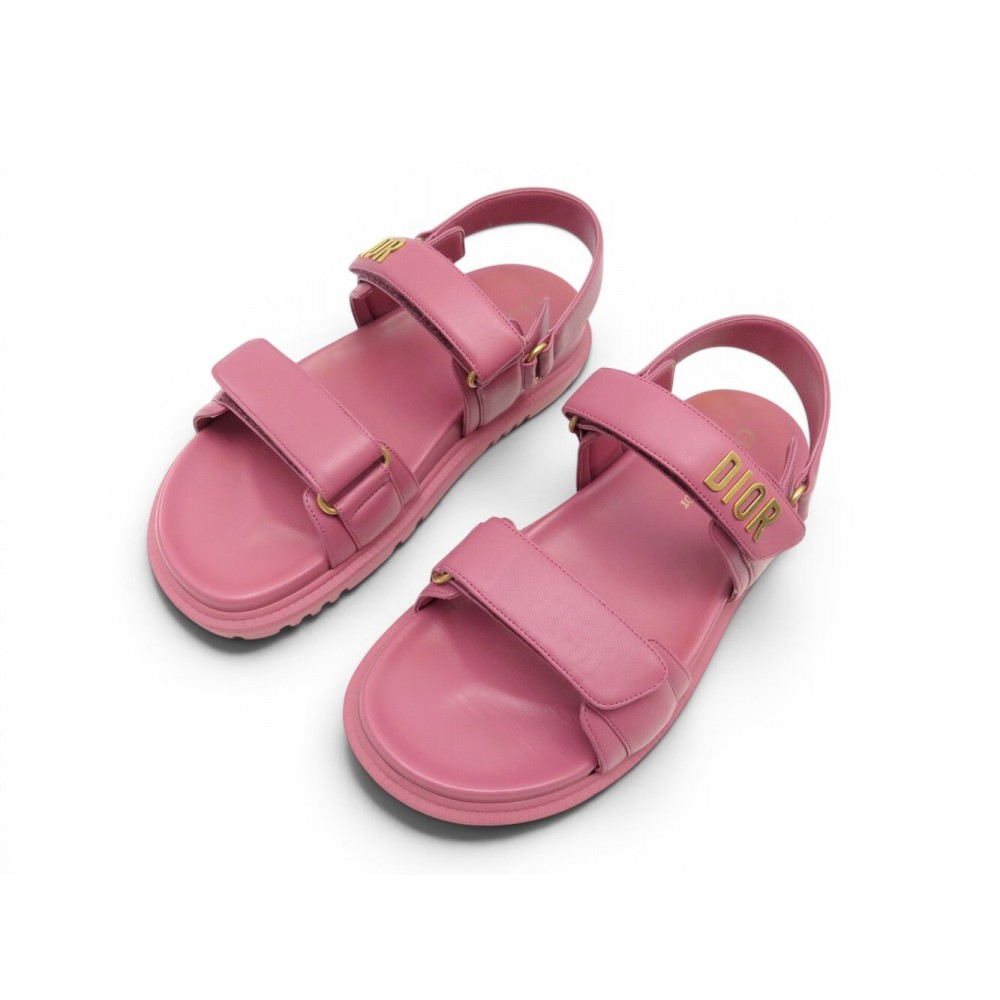 CHAUSSURES CHRISTIAN DIOR DIORACT KCQ547LAB 38 SANDALES EN CUIR ROSE SHOES 1050€