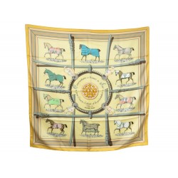 FOULARD HERMES COUVERTURES ET TENUES DE JOUR EUDEL CARRE SOIE JAUNE SCARF 350€