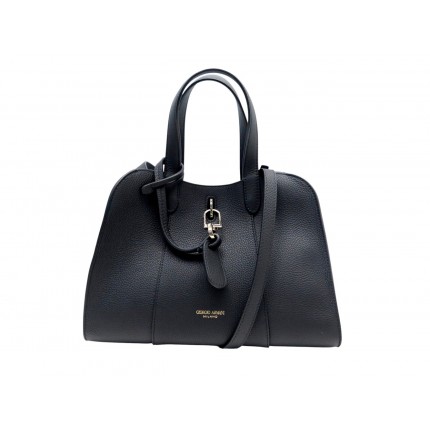 NEUF SAC A MAIN ARMANI PETIT FOURRE TOUT CUIR GRAINE NOIR BANDOULIERE BAG 2400€