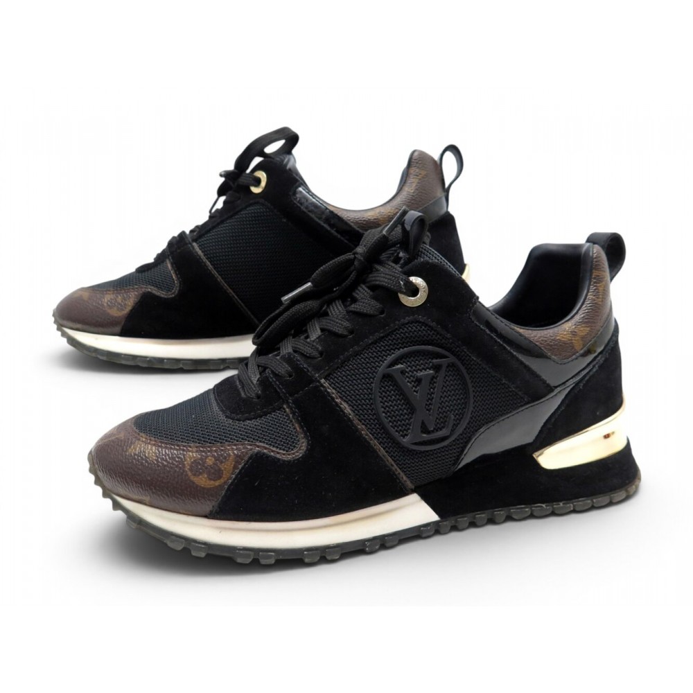 CHAUSSURES LOUIS VUITTON BASKETS RUN AWAY 1A3CW3 37 TOILE MONOGRAM BOITE 940€
