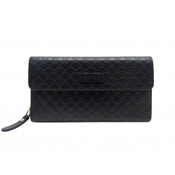 PORTEFEUILLE GUCCI LONG EN CUIR GUCCISSIMA NOIR 449396 BLACK LEATHER WALLET 550€