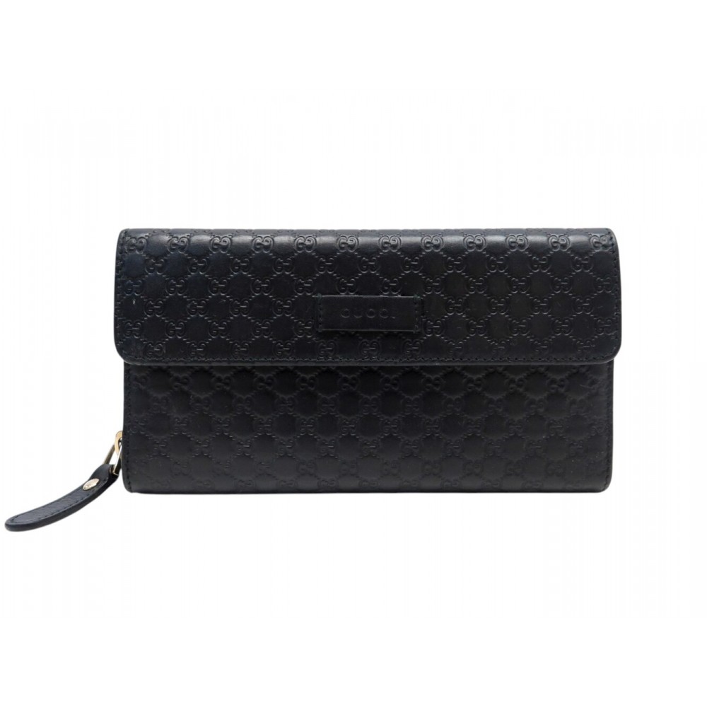 PORTEFEUILLE GUCCI LONG EN CUIR GUCCISSIMA NOIR 449396 BLACK LEATHER WALLET 550€