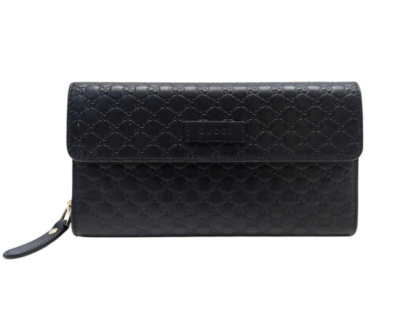 portefeuille gucci long en cuir guccissima noir 449396