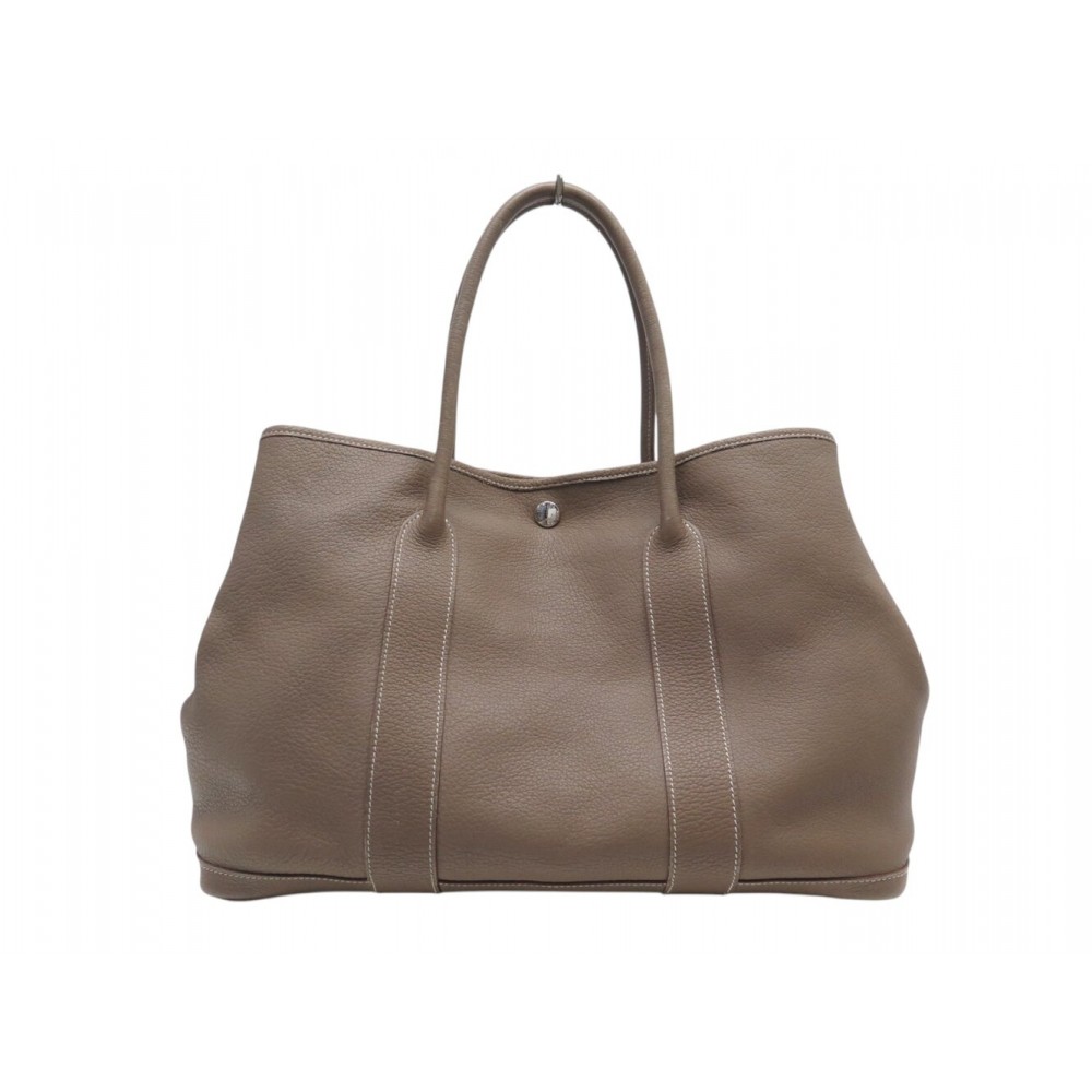 SAC A MAIN HERMES GARDEN PARTY 36 EN CUIR ETOUPE LEATHER HAND BAG PURSE 3050€